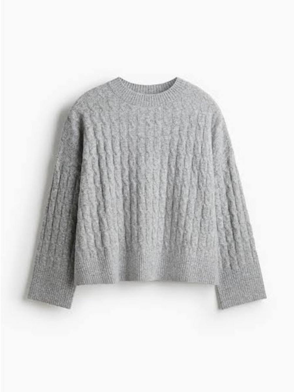 H&M Cable-Knit Crewneck Sweater - Light Gray